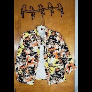 David Brooks Silk Floral Blazer 3/4 Sleeve